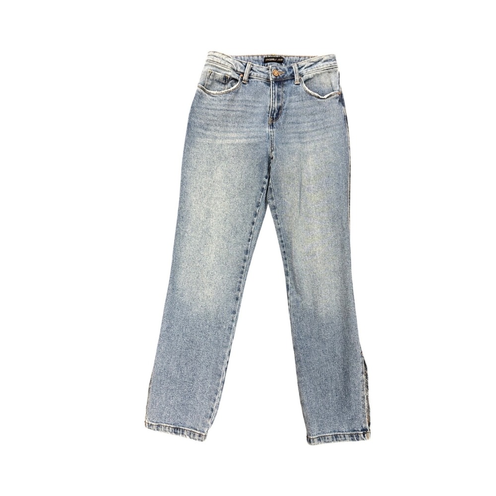 Sincerely Jules Womens Light Wash Straight Leg Side Slit Jeans Size‎ 1/25